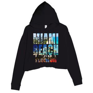 Miami Beach Florida Retro City Logo Crop Fleece Hoodie