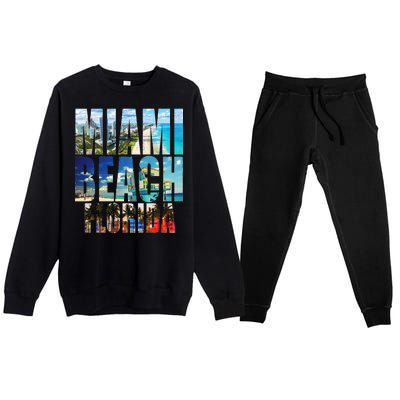 Miami Beach Florida Retro City Logo Premium Crewneck Sweatsuit Set