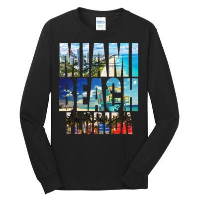 Miami Beach Florida Retro City Logo Tall Long Sleeve T-Shirt