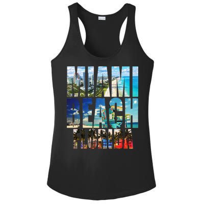 Miami Beach Florida Retro City Logo Ladies PosiCharge Competitor Racerback Tank