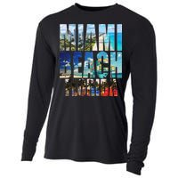 Miami Beach Florida Retro City Logo Cooling Performance Long Sleeve Crew