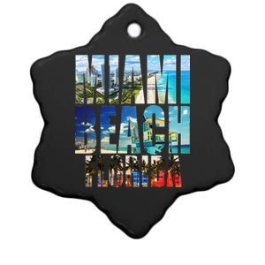 Miami Beach Florida Retro City Logo Ceramic Star Ornament