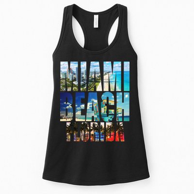 Miami Beach Florida Retro City Logo Womens Tank Top
