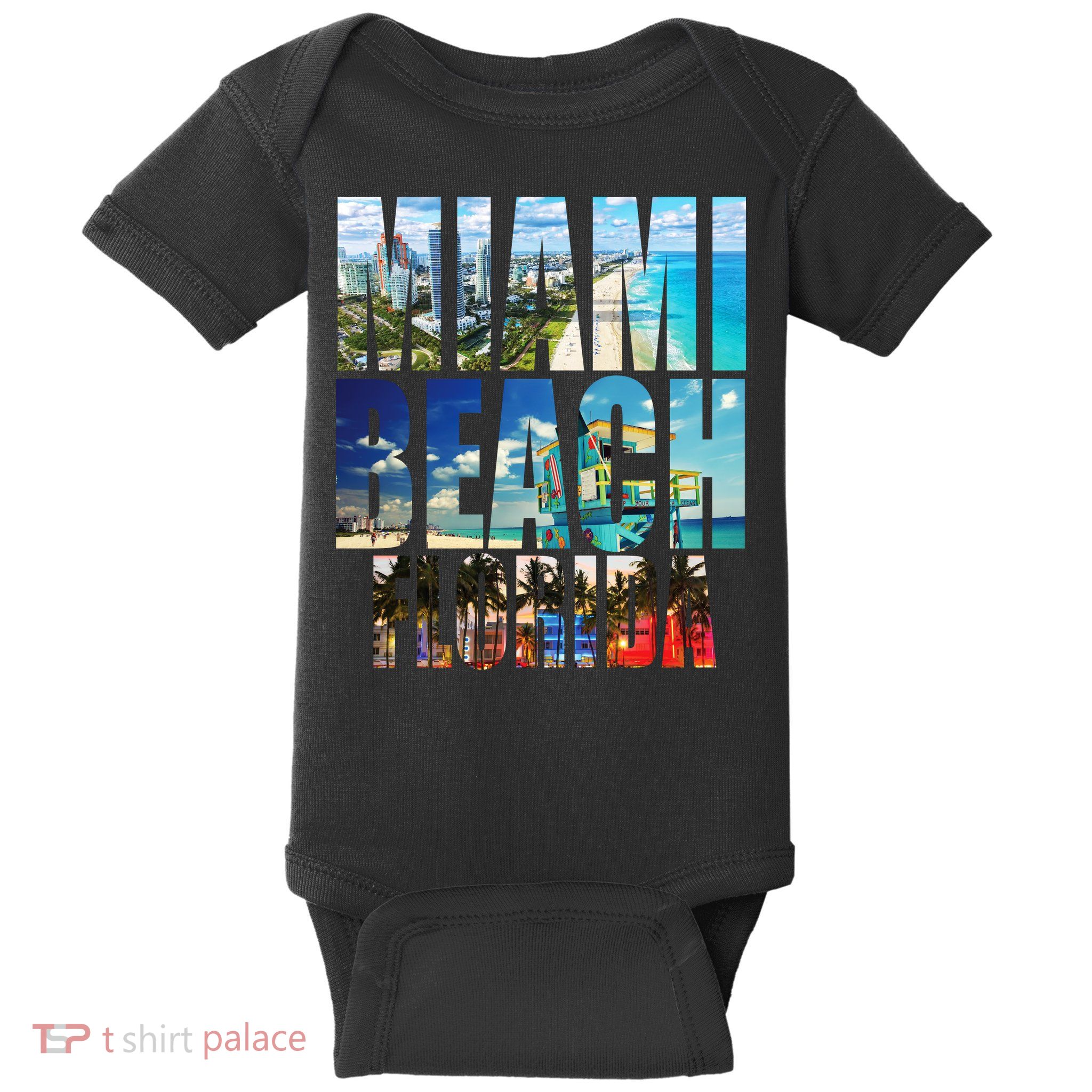 Miami Beach Florida Retro City Logo Baby Bodysuit