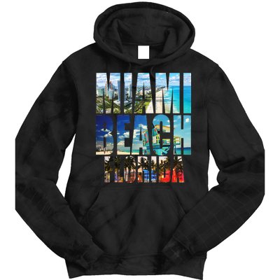 Miami Beach Florida Retro City Logo Tie Dye Hoodie