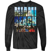 Miami Beach Florida Retro City Logo Tie-Dye Long Sleeve Shirt