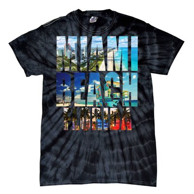 Miami Beach Florida Retro City Logo Tie-Dye T-Shirt