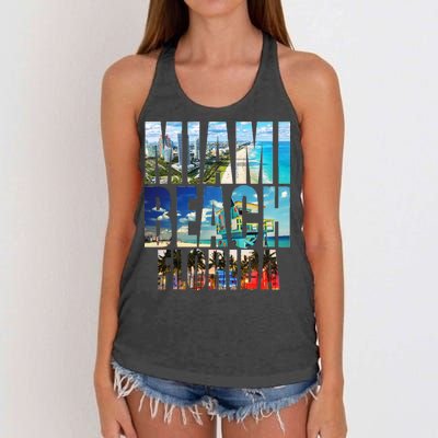 Miami Beach Florida Retro City Logo Women's Knotted Racerback Tank