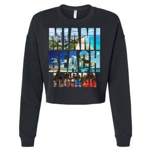 Miami Beach Florida Retro City Logo Cropped Pullover Crew