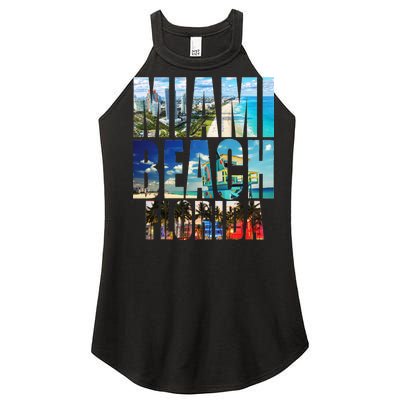 Miami Beach Florida Retro City Logo Women’s Perfect Tri Rocker Tank