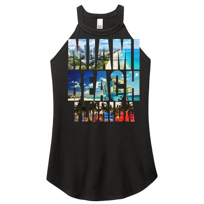 Miami Beach Florida Retro City Logo Women’s Perfect Tri Rocker Tank