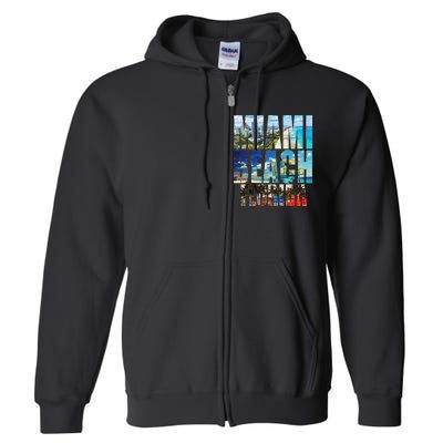 Miami Beach Florida Retro City Logo Full Zip Hoodie