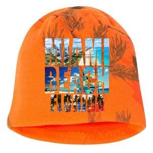 Miami Beach Florida Retro City Logo Kati - Camo Knit Beanie