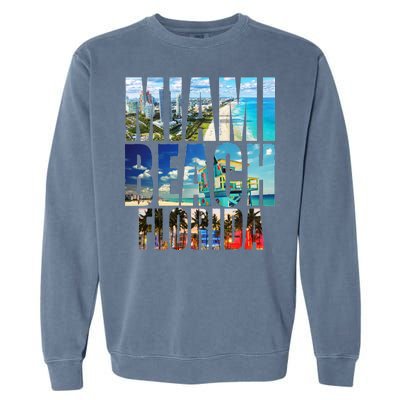 Miami Beach Florida Retro City Logo Garment-Dyed Sweatshirt