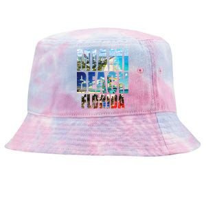 Miami Beach Florida Retro City Logo Tie-Dyed Bucket Hat