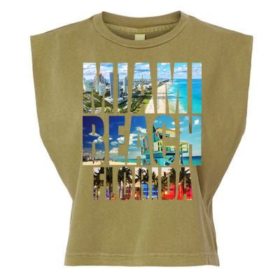 Miami Beach Florida Retro City Logo Garment-Dyed Women's Muscle Tee