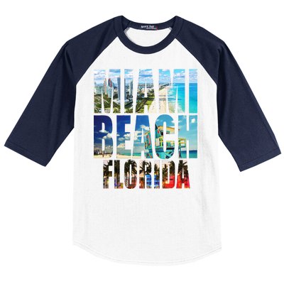 Miami Beach Florida Retro City Logo Baseball Sleeve Shirt