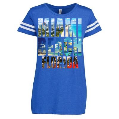 Miami Beach Florida Retro City Logo Enza Ladies Jersey Football T-Shirt