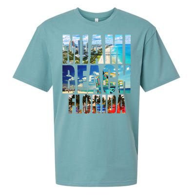 Miami Beach Florida Retro City Logo Sueded Cloud Jersey T-Shirt