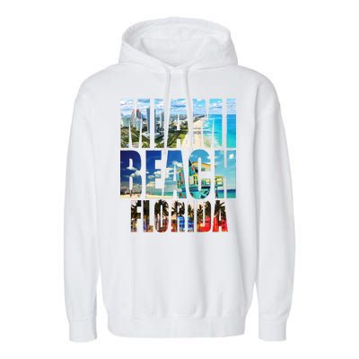 Miami Beach Florida Retro City Logo Garment-Dyed Fleece Hoodie