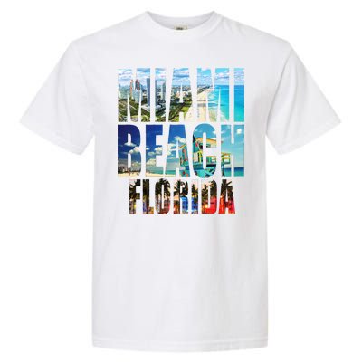 Miami Beach Florida Retro City Logo Garment-Dyed Heavyweight T-Shirt