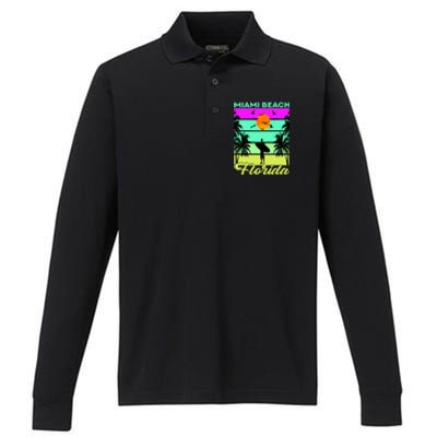 Miami Beach Florida Surfing Performance Long Sleeve Polo