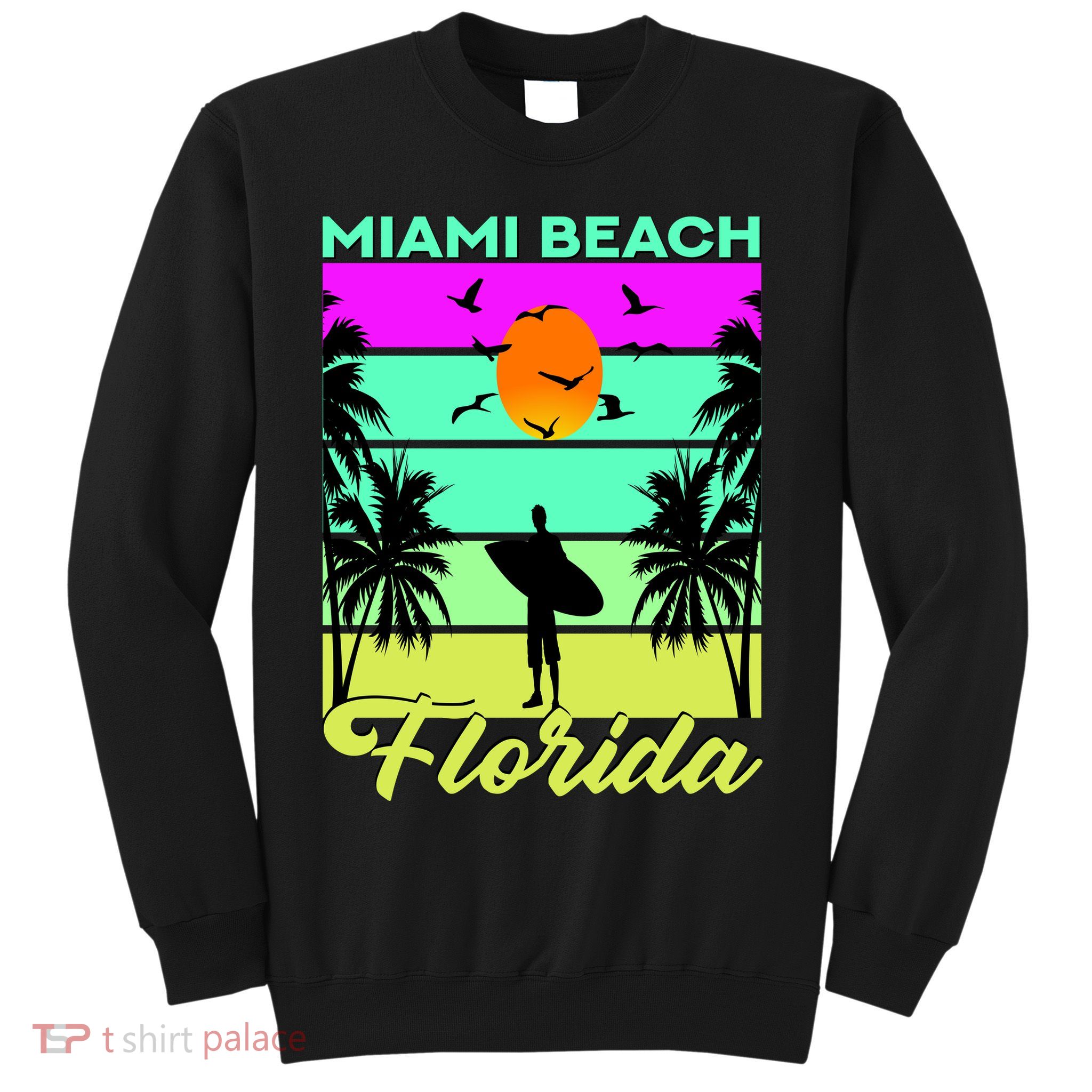 Miami Beach Florida Surfing Sweatshirt