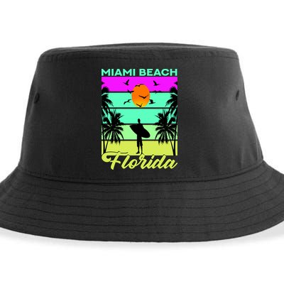 Miami Beach Florida Surfing Sustainable Bucket Hat