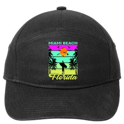 Miami Beach Florida Surfing 7-Panel Snapback Hat