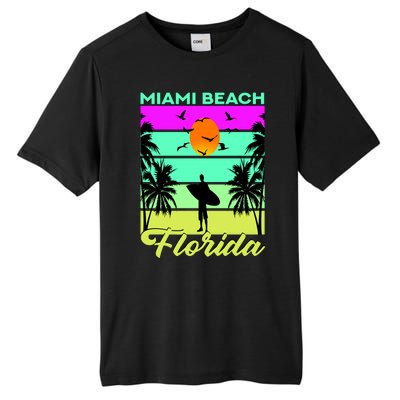 Miami Beach Florida Surfing Tall Fusion ChromaSoft Performance T-Shirt