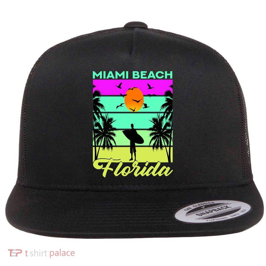 Miami Beach Florida Surfing Flatbill Hat