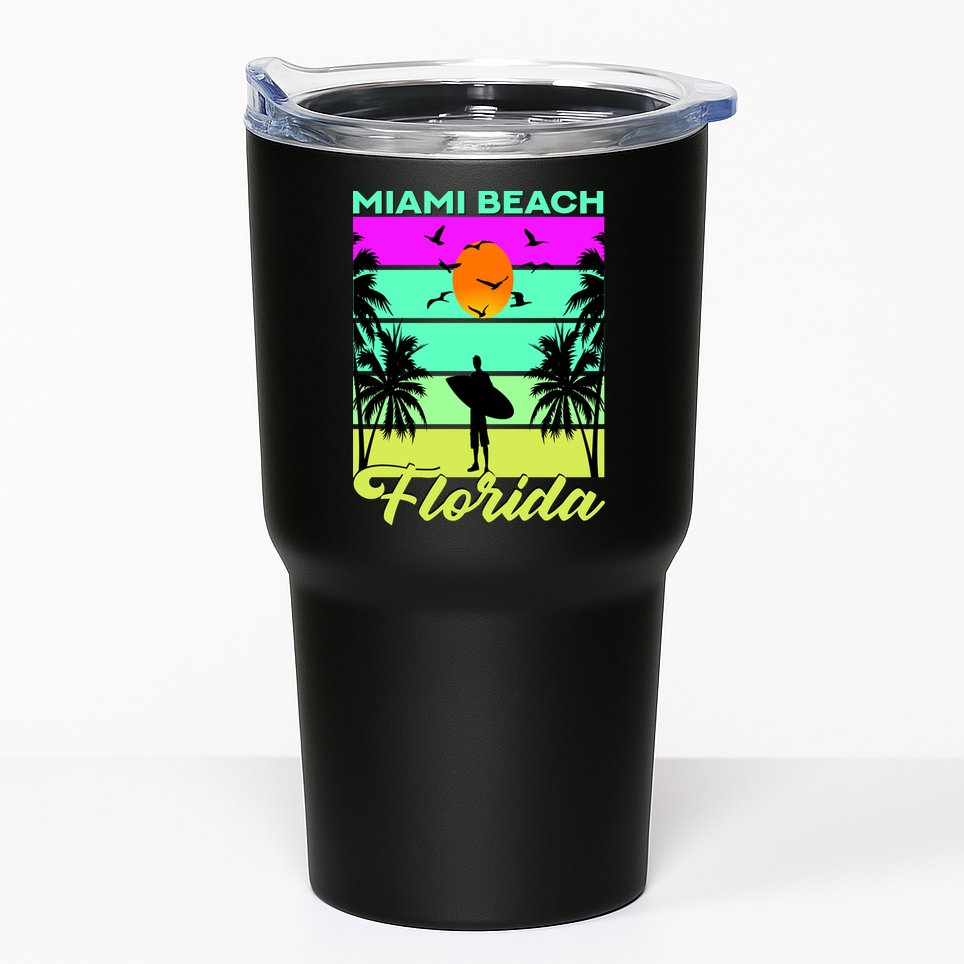Miami Beach Florida Surfing Tumbler