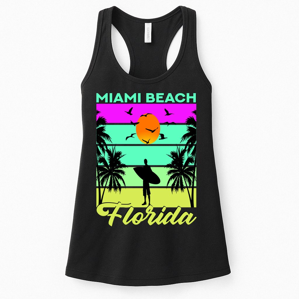 Miami Beach Florida Surfing Womens Tank Top