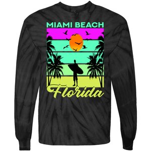 Miami Beach Florida Surfing Tie-Dye Long Sleeve Shirt