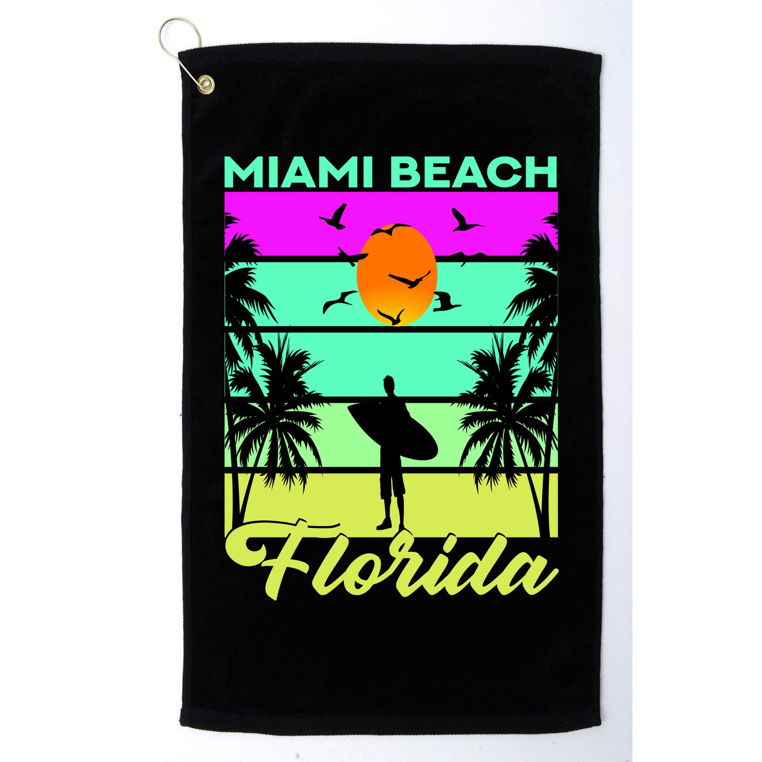 Miami Beach Florida Surfing Golf Towel
