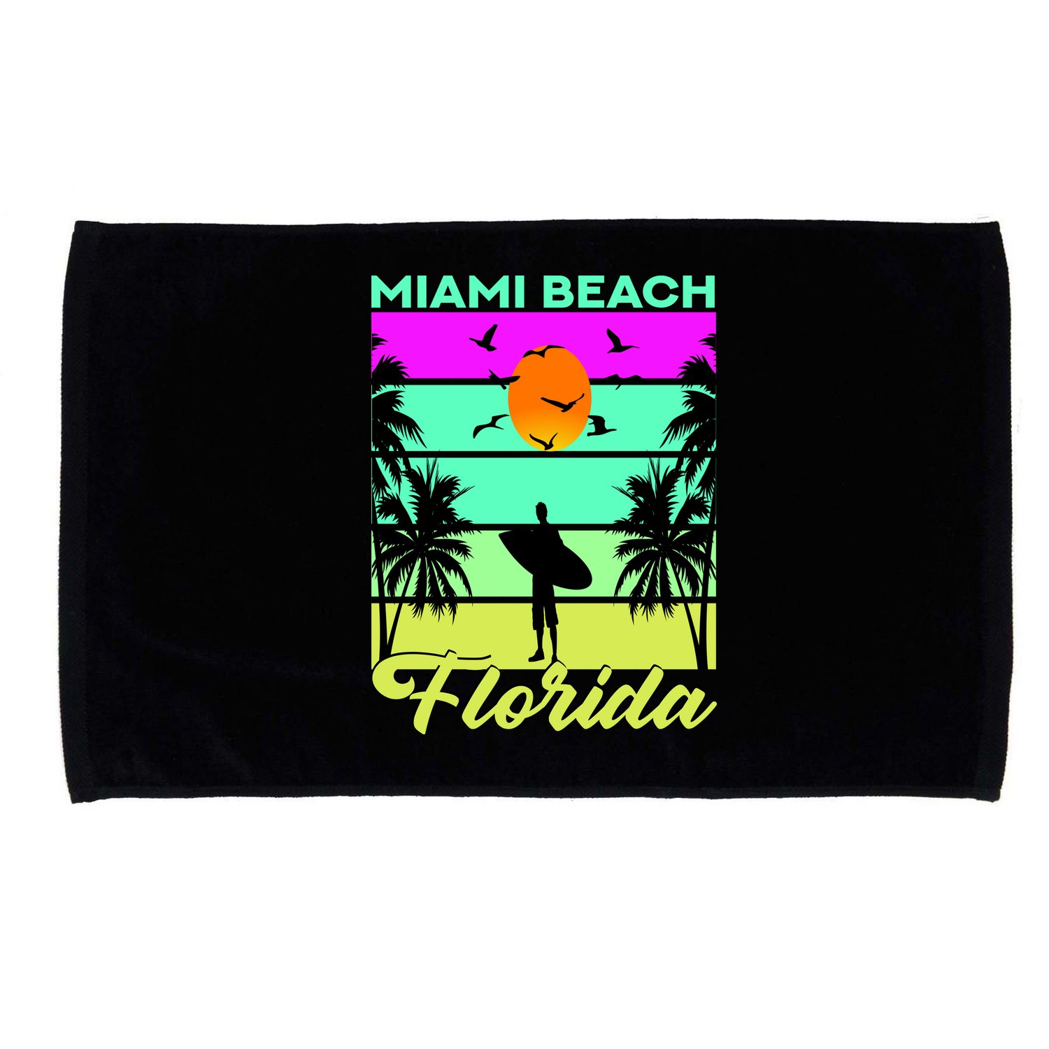 Miami Beach Florida Surfing Microfiber Hand Towel