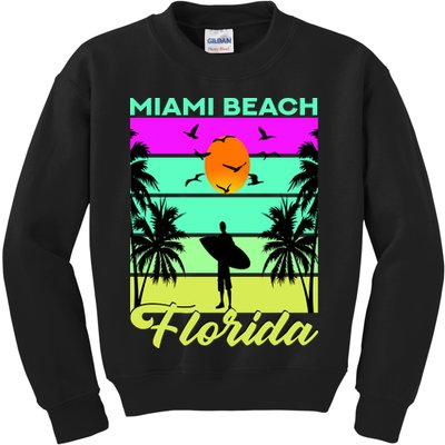 Miami Beach Florida Surfing Kids Sweatshirt