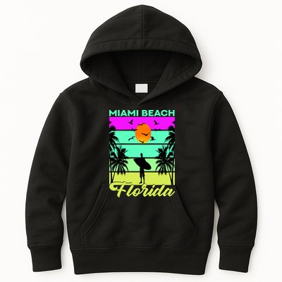 Miami Beach Florida Surfing Kids Hoodie