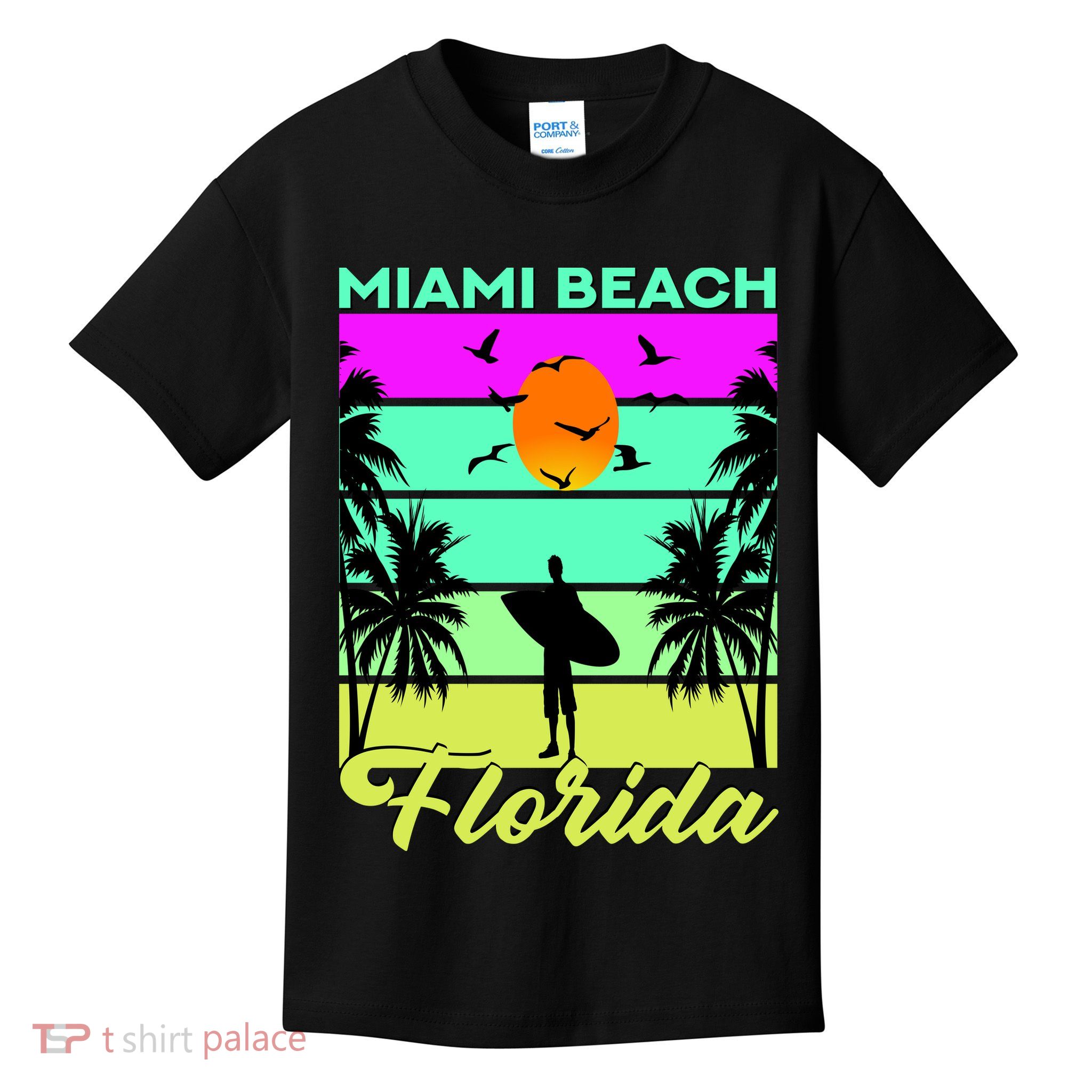 Miami Beach Florida Surfing Kids T-Shirt