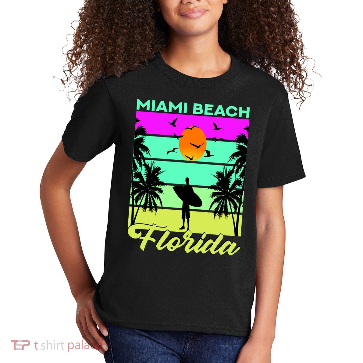 Miami Beach Florida Surfing Kids T-Shirt