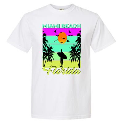 Miami Beach Florida Surfing Garment-Dyed Heavyweight T-Shirt