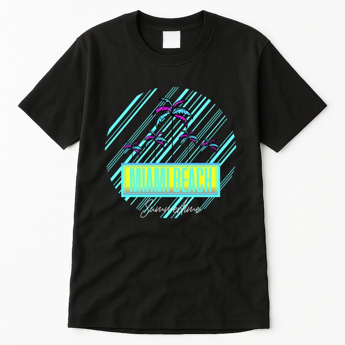 Miami Beach Palm Trees Retro Tall T-Shirt