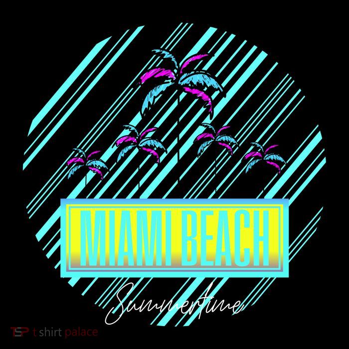 Miami Beach Palm Trees Retro Sustainable Bucket Hat