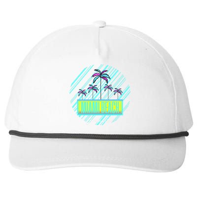 Miami Beach Palm Trees Retro Snapback Five-Panel Rope Hat