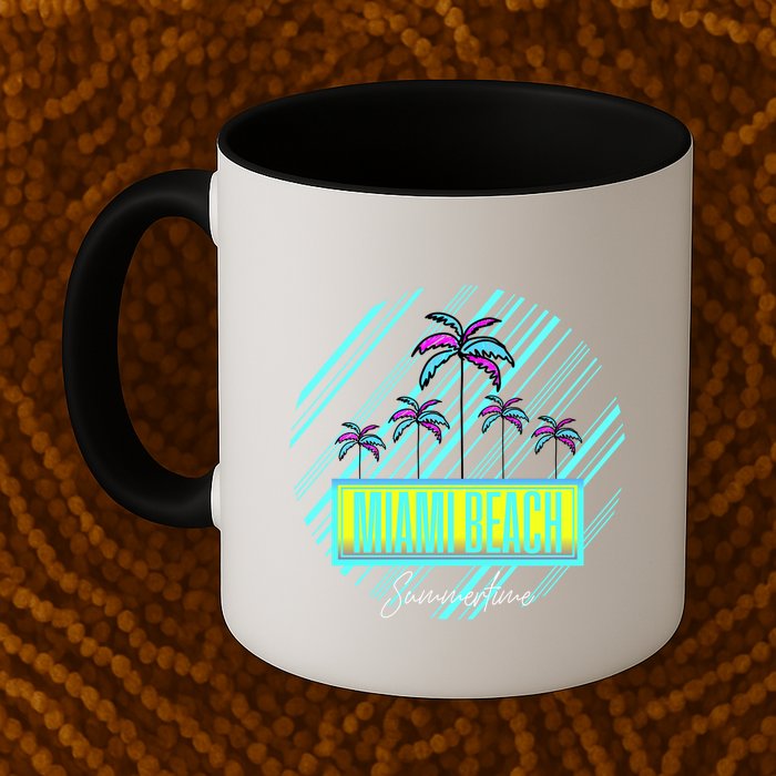 Miami Beach Palm Trees Retro Mug