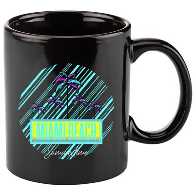 Miami Beach Palm Trees Retro 11oz C Handle Ceramic Mug