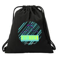 Miami Beach Palm Trees Retro Drawstring Bag