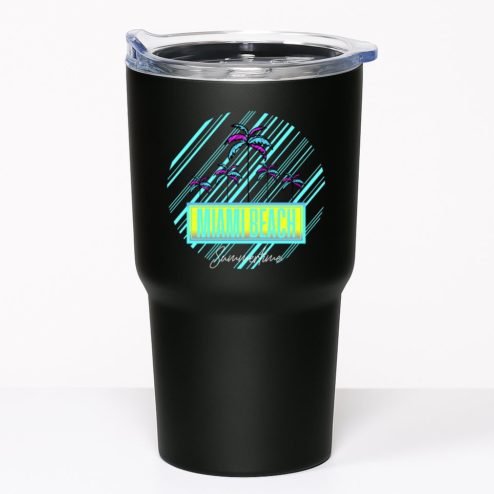 Miami Beach Palm Trees Retro Tumbler