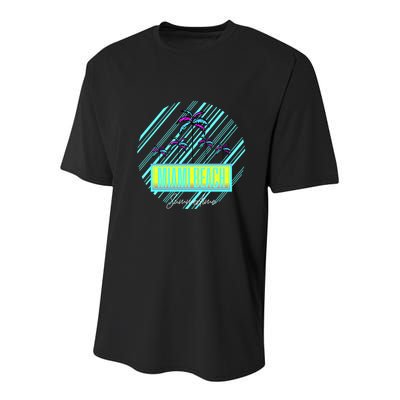 Miami Beach Palm Trees Retro Youth Performance Sprint T-Shirt