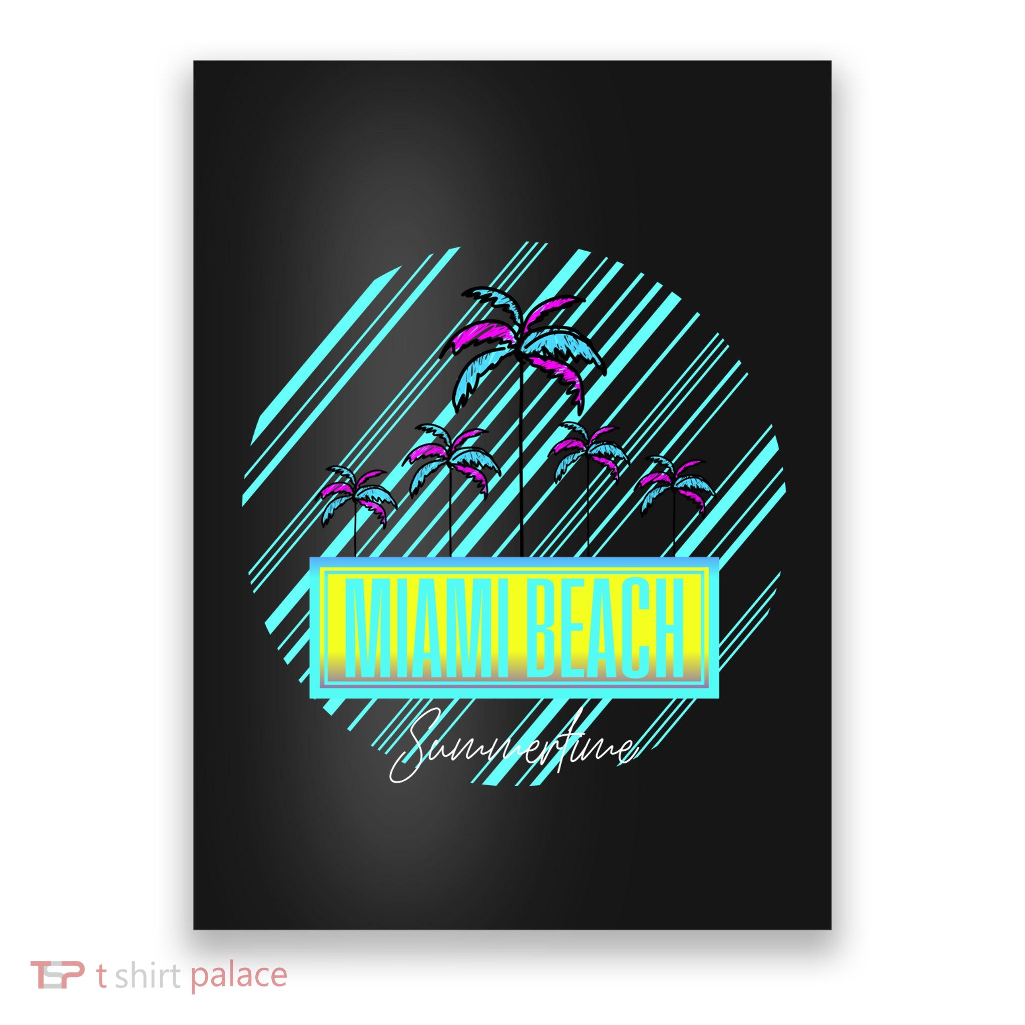 Miami Beach Palm Trees Retro Poster
